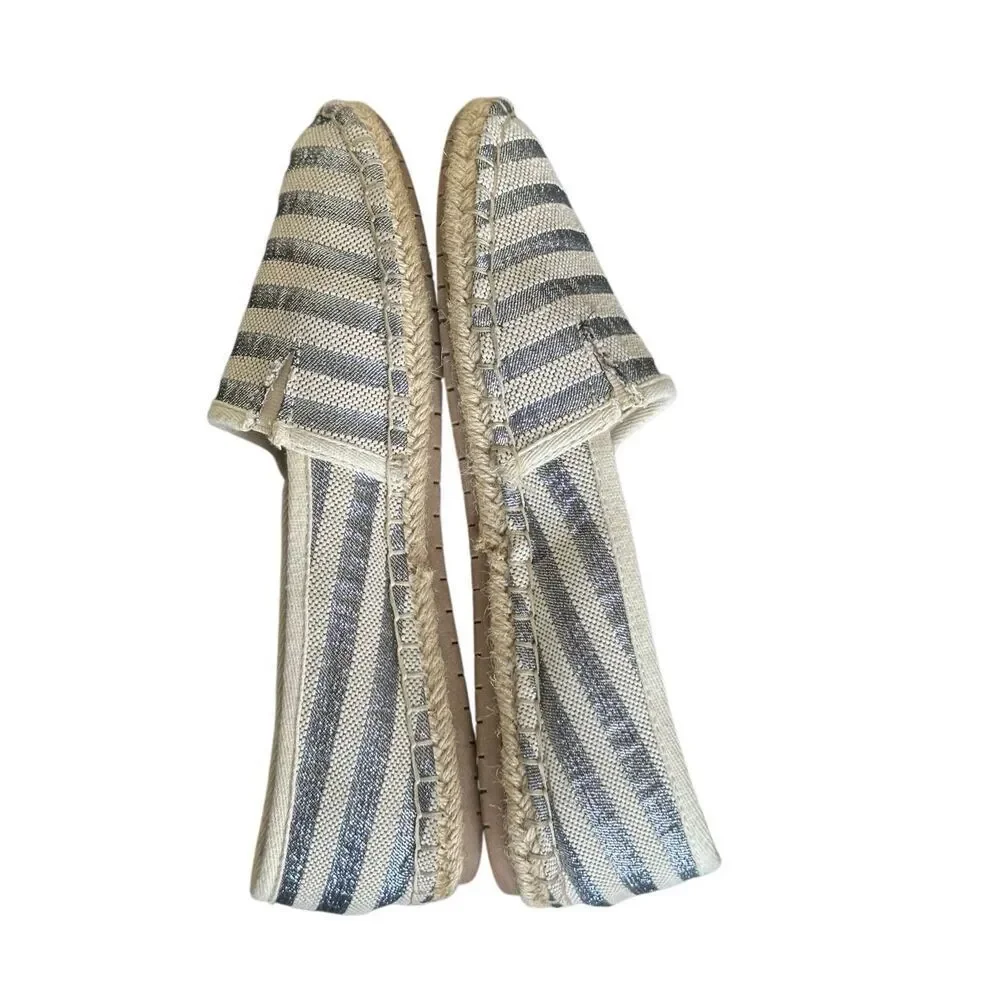 Charter Club Joeey Round Toe Metallic Stripe Espadrille Flats Size 8.5